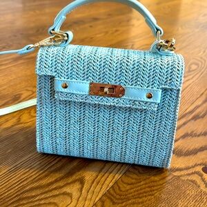 Lt blue straw purse